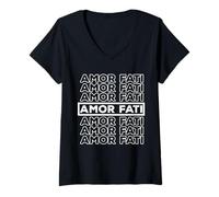 Mujer Amor Fati No Mercy Down Under Philosophy Lectura repetida Idea Camiseta Cuello V