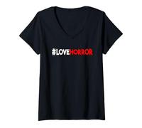 Mujer Amor Horror Halloween Spooky Movie Fan Entusiasta Camiseta Cuello V