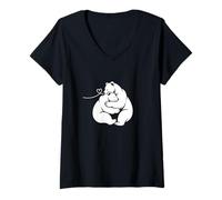 Mujer Amor Lindo de la línea del corazón del Oso Polar de la Pareja - Lindo Amor Canadiense Camiseta Cuello V