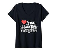 Mujer Amor Line Dance Country Music Diseño de Pista de Baile Camiseta Cuello V