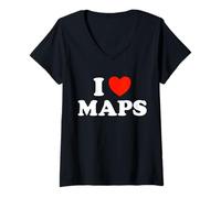 Mujer Amor Mapas Divertido Atlas Libro Geográfico Globo Navegar Fan Camiseta Cuello V
