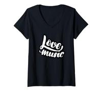 Mujer Amor Música Guión Elegante Camiseta Cuello V