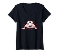 Mujer Amor Palomas Pareja Corazones Romántico Valentine Animal Páj Camiseta Cuello V