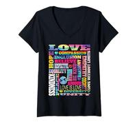 Mujer Amor Paz Igualdad Frases Sanación Bondad Camiseta Cuello V