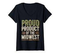 Mujer Amor por la Cultura del Medio Oeste Paisaje Rural Heartland Pride Camiseta Cuello V