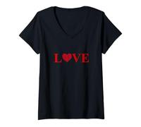 Mujer Amor único para el día de San Valentín con Corazones Rojos Camiseta Cuello V