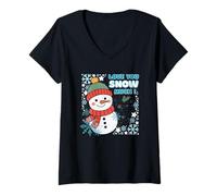 Mujer Amor y Nieve Invierno Tormenta de Nieve Camiseta Cuello V
