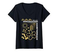 Mujer Amsterdam Elige tu destino Países Bajos Boho Abstract Camiseta Cuello V