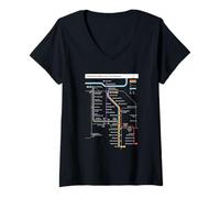 Mujer Ámsterdam Netherlands Metro Suburban Railway - Mapa de ruta Camiseta Cuello V