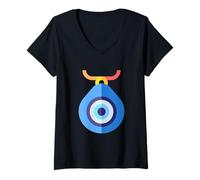 Mujer Amuleto contra el Mal de Ojo Nazar protección Buena Suerte Camiseta Cuello V
