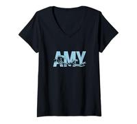 Mujer Amy Sea Waves - Nombre Personalizado Ocean Beach Art Camiseta Cuello V