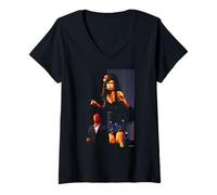 Mujer Amy Winehouse actúa en Glastonbury 2008 Andy Willsher Camiseta Cuello V