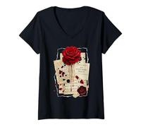 Mujer An Enduring Trace Dark Academia Gothic Bleeding Rose Vintage Camiseta Cuello V