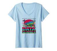 Mujer Análisis de la Ciencia de Datos del Cerebro de Redes neuronales Camiseta Cuello V