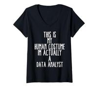 Mujer Analista de Datos de Disfraces Humanos Big Data Science Análisis Almacenamiento Camiseta Cuello V