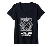 Mujer Analog Mind Digital Detox Unplugged Gráfico sin conexión Camiseta Cuello V