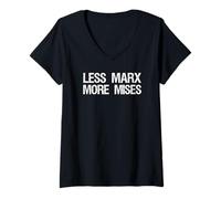 Mujer Anarcho Capitalism Libertarian - Menos Marx, Más Mises Camiseta Cuello V