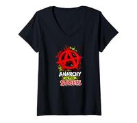 Mujer Anarquía en Las Calles - Anarquista Punk Rock audaz Camiseta Cuello V