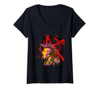 Mujer Anarquía Punk británica Cyberpunk Camiseta Cuello V