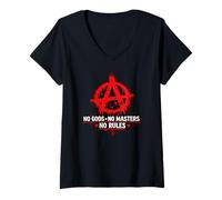 Mujer Anarquía Punk, Símbolo Rebelde Camiseta Cuello V