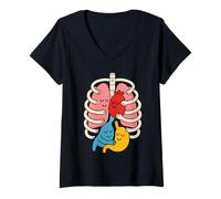Mujer Anatomía Colorida del Cuerpo Humano ilustrada - Enfermera Camiseta Cuello V
