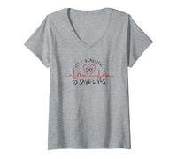 Mujer Anatomía de Grey Es un Latido del corazón Hermoso día Camiseta Cuello V, Gris Jaspeado, M