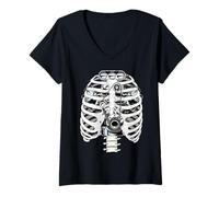 Mujer Anatomía de la Caja torácica del Motor - Mecánico de automóviles de fusión biomecánica Camiseta Cuello V