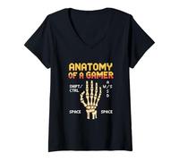 Mujer Anatomía De Un Gamer Retro Gamer Camiseta Cuello V