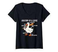 Mujer Anatomía De Un Ganso Mal De Ojos Caos Humor Camiseta Cuello V