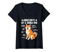 Mujer Anatomía De Un Shiba Inu - Perro Japonés Papá Perro Mamá Camiseta Cuello V