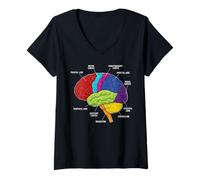 Mujer Anatomía del Cerebro Humano Neurociencia etiquetados lóbulos de la Corteza Camiseta Cuello V