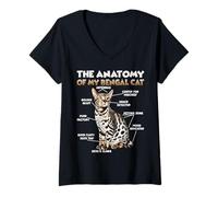 Mujer Anatomía del Gato de Bengala T | Refranes Divertidos sobre Camiseta Cuello V