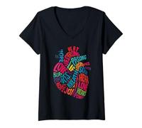 Mujer Anatómico Corazón Humano Cardiología Médica Enfermera Cardíaca Camiseta Cuello V