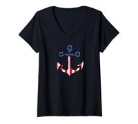 Mujer Anchor Boat Cruise Ship American Flag Captain Sailor Camiseta Cuello V
