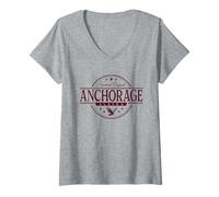 Mujer Anchorage Alaska - Etiqueta Anchorage AK Camiseta Cuello V