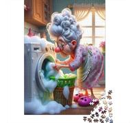 Mujer anciana Haciendo la lavandería 1000 Piezas Adultos Puzzle Niños Regalo DecoracióN Familiar Juego Desafiante 38x26cm/1000pcs