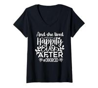 Mujer and She Lived Happily Ever After Divorced In My Divorced Era Camiseta Cuello V