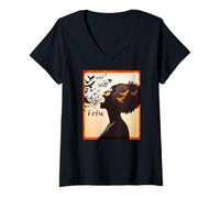 Mujer and Still I Rise Arte de empoderamiento Inspirador Camiseta Cuello V