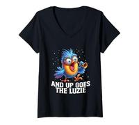 Mujer And Up Goes The Luzie Bird Party Loco Camiseta Cuello V