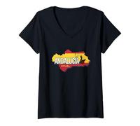 Mujer Andalucía España Mapa Retro Vintage Flamenco Recuerdo Camiseta Cuello V