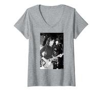 Mujer Andy Bell Ride Shoegaze Band Foto de Andy Willsher Camiseta Cuello V