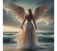Mujer ángel de la Playa Puzzle de 120 Piezas,20x20 cm Rompecabezas DIY,Entretenimiento Creativo,Rompecabezas para Adultos,Juego de Habilidad para Toda la Familia