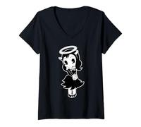 Mujer Ángel gótico Alicia enviado desde arriba Vintage Cartoon Camiseta Cuello V