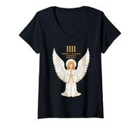 Mujer Angel Number 1111 Spirituality Angelic Vitral Art Camiseta Cuello V