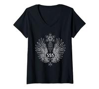 Mujer Ángel Número 555 Sanación de Geometría Sagrada Camiseta Cuello V