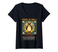 Mujer Angel of Shell Linux Funny Sysadmin Tux Penguin Camiseta Cuello V