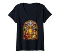Mujer Ángeles En Sagrado Tabernáculo Catedral Gótica Icono Arte Oración Camiseta Cuello V