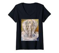 Mujer Ángeles Ministrando a Cristo Pintura por William Blake 1820 Camiseta Cuello V