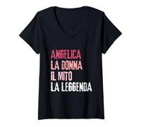 Mujer Angelica La Donna Il Mito La Leggenda Festa di Compleanno Camiseta Cuello V