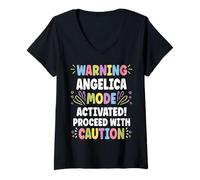 Mujer Angelica Personalized Name Funny Cute Custom Angelica Name Camiseta Cuello V